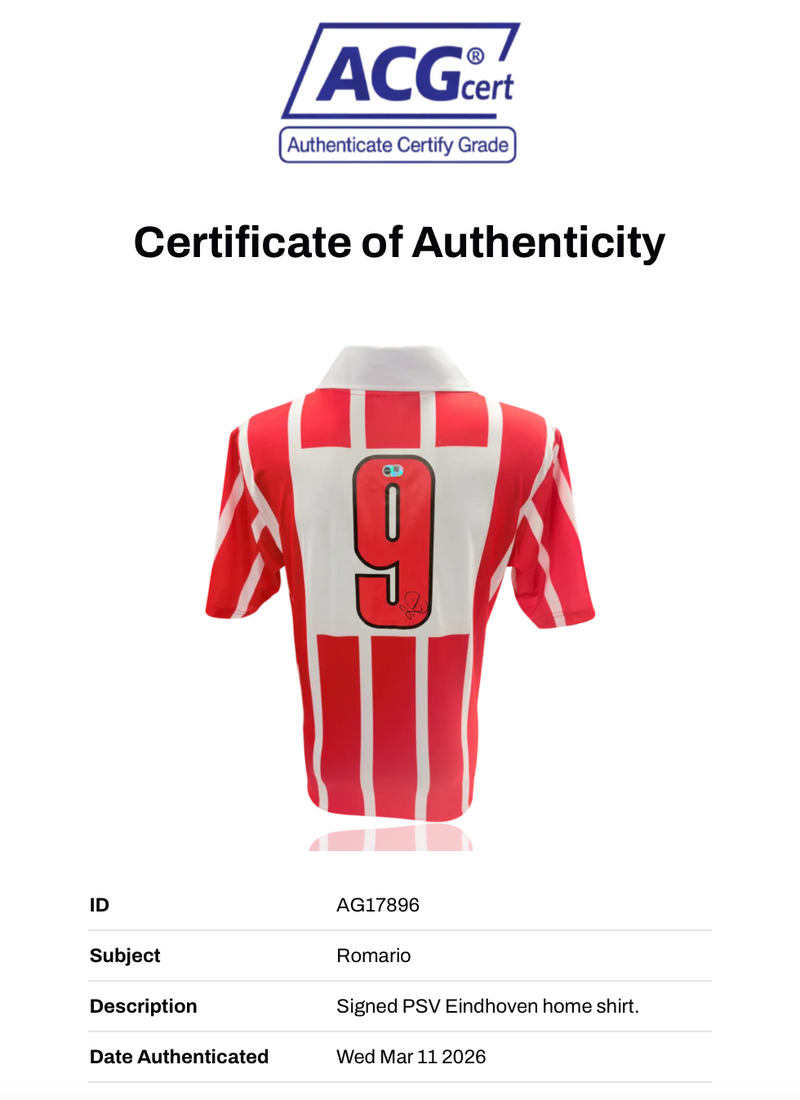 ROMARIO SIGNED PSV EINDHOVEN 1990/92 HOME SHIRT (ACG CERT AG17896)-3