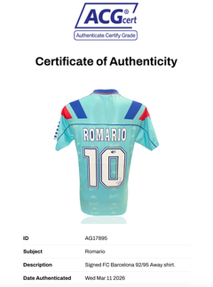 ROMARIO SIGNED FC BARCELONA 1992/95 AWAY SHIRT (ACG CERT AG17895)-3