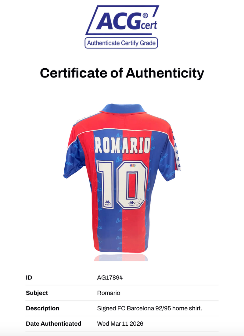 ROMARIO SIGNED FC BARCELONA 1992/95 HOME SHIRT (ACG CERT AG17894)-3