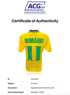 ROMARIO SIGNED BRAZIL 1991/93 HOME SHIRT (ACG CERT AG17893)-3