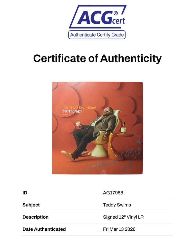 TEDDY SWIMS SIGNED I’VE TRIED EVERYTHING BUT THERAPY VINYL (ACG CERT AG17968)-2