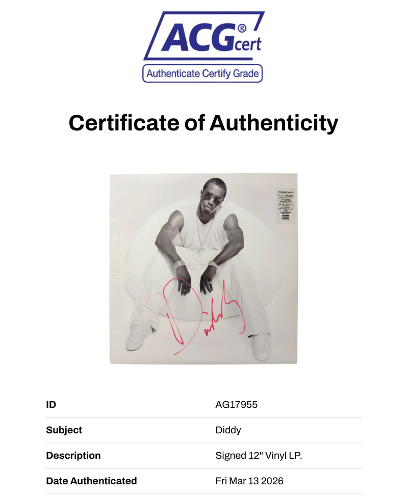 P DIDDY SEAN COMBS SIGNED FOREVER ALBUM VINYL (ACG CERT AG17955)-2