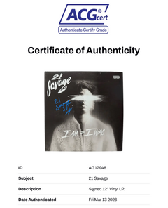 21 SAVAGE SIGNED I AM > I WAS RAP 12" VINYL ALBUM (ACG CERT AG17948)-2