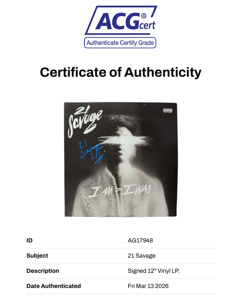 21 SAVAGE SIGNED I AM > I WAS RAP 12" VINYL ALBUM (ACG CERT AG17948)-2