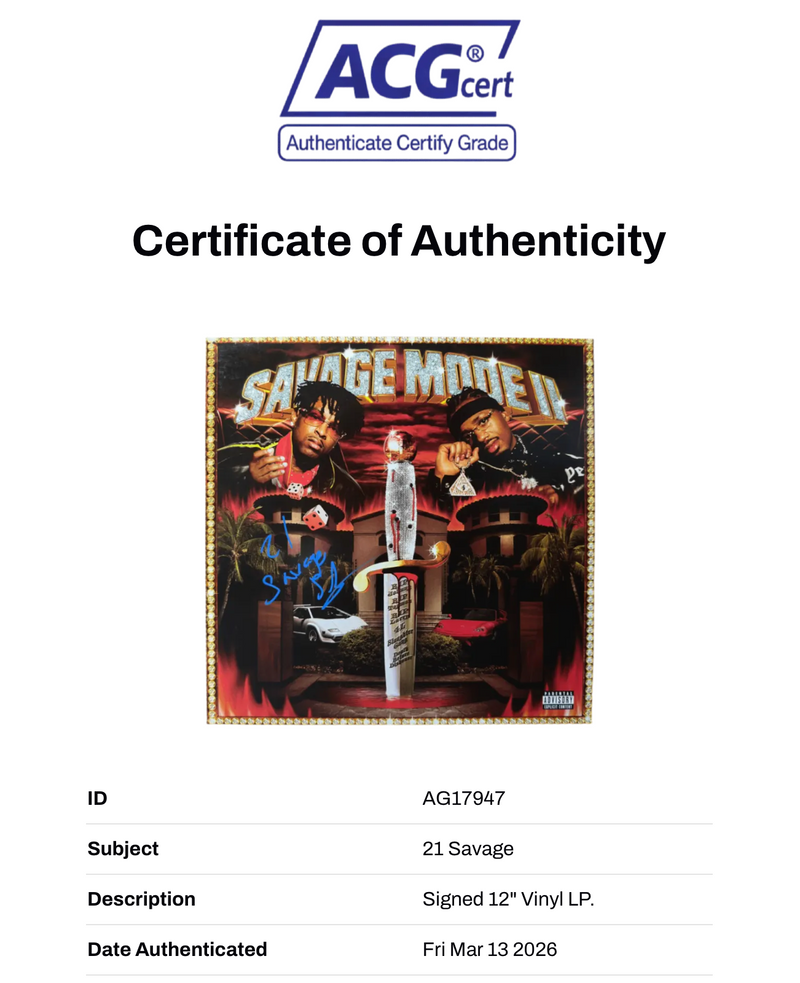 21 SAVAGE SIGNED SAVAGE MODE II METRO BOOMIN RAP VINYL (ACG CERT AG17947)-2