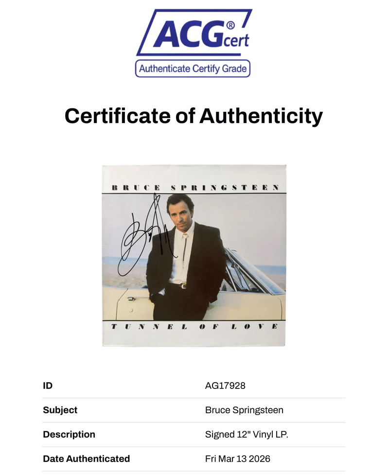 BRUCE SPRINGSTEEN SIGNED TUNNEL OF LOVE VINYL LP (ACG CERT AG17928)-2