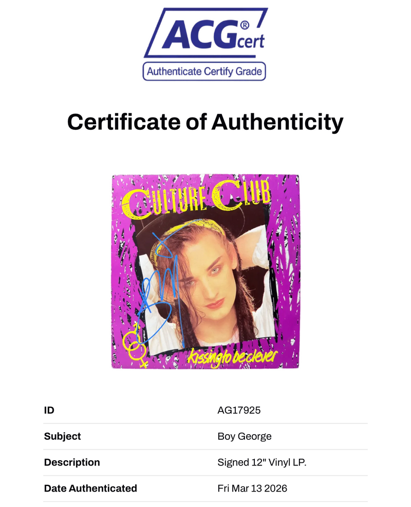 BOY GEORGE SIGNED CULTURE CLUB KISSING TO BE CLEVER VINYL LP (ACG CERT AG17925)-2