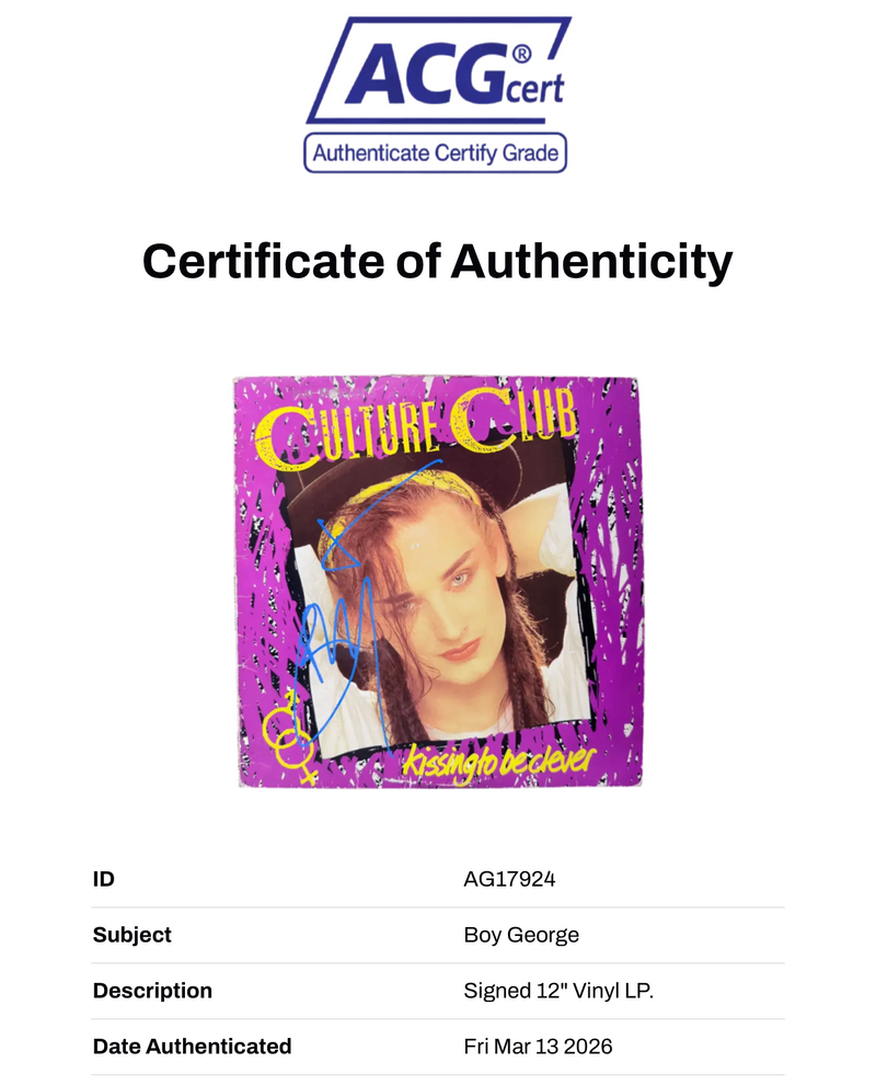 BOY GEORGE SIGNED CULTURE CLUB KISSING TO BE CLEVER VINYL (ACG CERT AG17924)-2