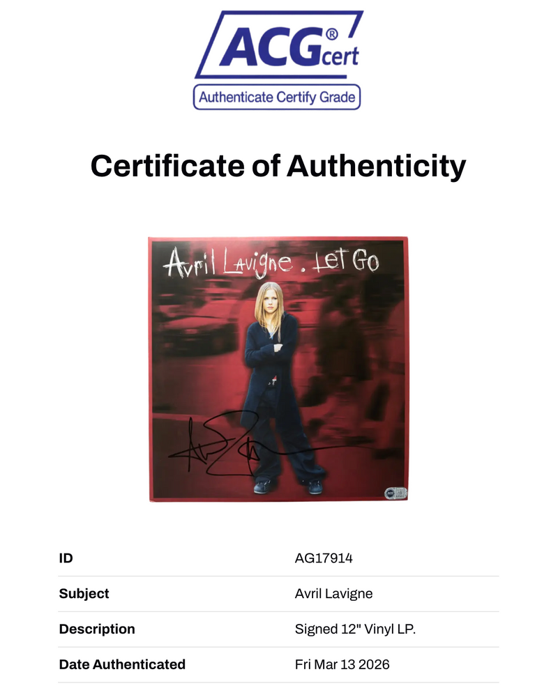 AVRIL LAVIGNE SIGNED LET GO ALBUM VINYL SK8ER BOI (ACG CERT AG17914)-2
