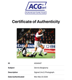DENNIS BERGKAMP SIGNED ARSENAL 14X11 NEWCASTLE GOAL PHOTO (ACG WITNESS AG46487)-3