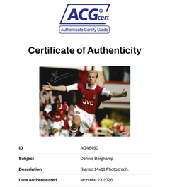 DENNIS BERGKAMP SIGNED ARSENAL FC 14X11 PHOTO (ACG WITNESS AG46490)-3
