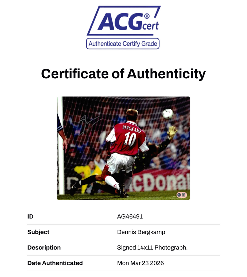 DENNIS BERGKAMP SIGNED ARSENAL FC 14X11 PHOTO (ACG WITNESS AG46491)-3