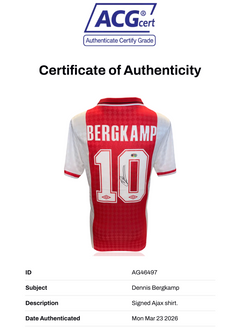 DENNIS BERGKAMP SIGNED AFC AJAX 1990 HOME SHIRT (ACG WITNESS AG46497)-3