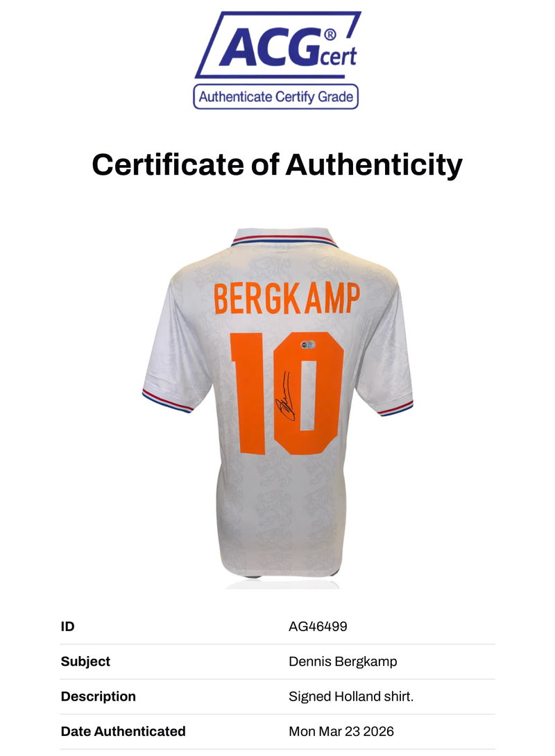 DENNIS BERGKAMP SIGNED HOLLAND 1994 AWAY SHIRT (ACG WITNESS AG46499)-3