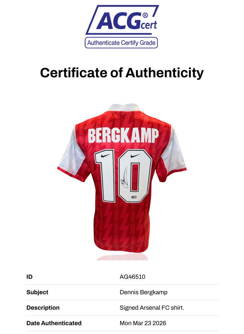 DENNIS BERGKAMP SIGNED ARSENAL FC 1995/96 HOME SHIRT (ACG WITNESS AG46510)-3