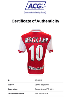 DENNIS BERGKAMP SIGNED ARSENAL FC 1996/98 HOME SHIRT (ACG WITNESS AG46511)-3