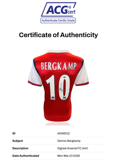 DENNIS BERGKAMP SIGNED ARSENAL FC 1998/00 HOME SHIRT (ACG WITNESS AG46512)-3