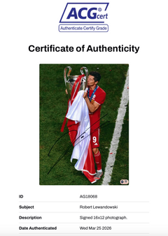 ROBERT LEWANDOWSKI SIGNED FC BAYERN MUNCHEN 16x12 PHOTO (ACG CERT AG18068)-2