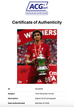 TRENT ALEXANDER-ARNOLD SIGNED FA CUP WINNER 16x12 PHOTO (ACG CERT AG18058)-2