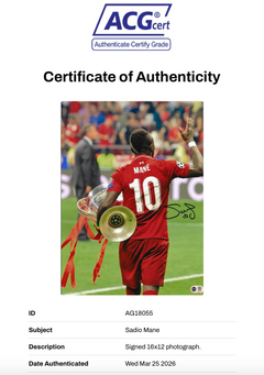 SADIO MANE SIGNED LIVERPOOL FC UCL FINAL 16x12 PHOTO (ACG CERT AG18055)-2