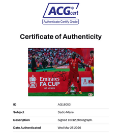 SADIO MANE SIGNED LIVERPOOL FC FA CUP WINNERS 16x12 PHOTO (ACG CERT AG18053)-2