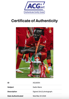 SADIO MANE SIGNED LIVERPOOL FC FA CUP WINNERS 16x12 PHOTO (ACG CERT AG18054)-2