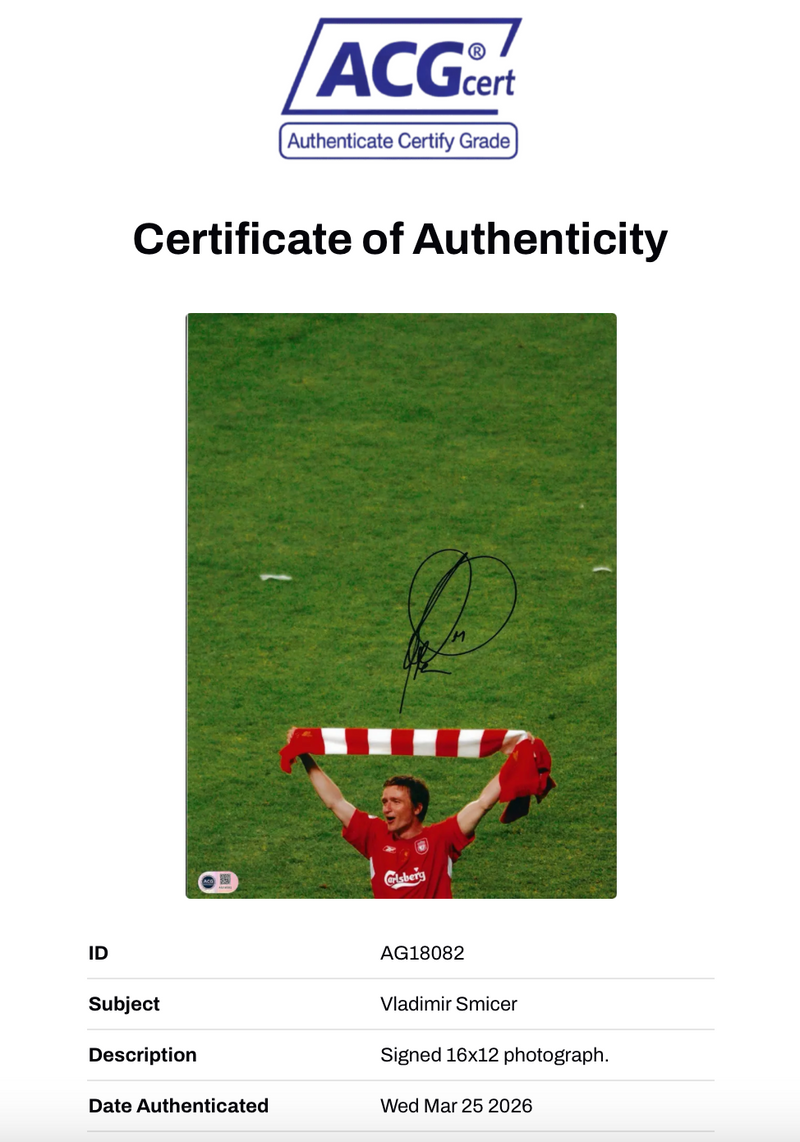 VLADIMIR SMICER SIGNED LFC ISTANBUL 2005 16X12 PHOTO (ACG CERT AG18082)-2
