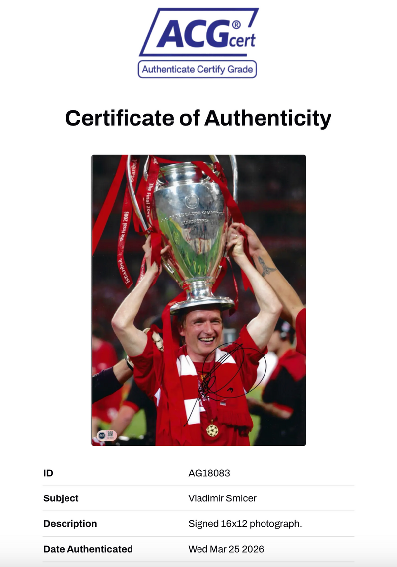 VLADIMIR SMICER SIGNED LFC ISTANBUL 2005 16X12 PHOTO (ACG CERT AG18083)-2
