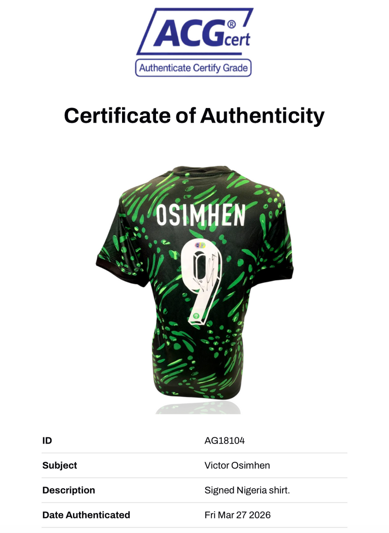 VICTOR OSIMHEN SIGNED NIGERIA 24/26 HOME NATIONAL SHIRT (ACG CERT AG18104)-2