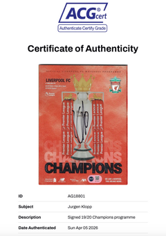 JURGEN KLOPP 2019/20 LIVERPOOL FC CHAMPIONS SIGNED PROGRAMME (ACG CERT AG18801)-2