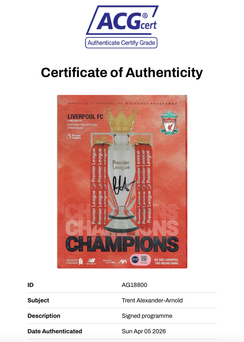 TRENT ALEXANDER-ARNOLD LFC 19/20 CHAMPIONS SIGNED PROGRAMME (ACG CERT AG18800)-2