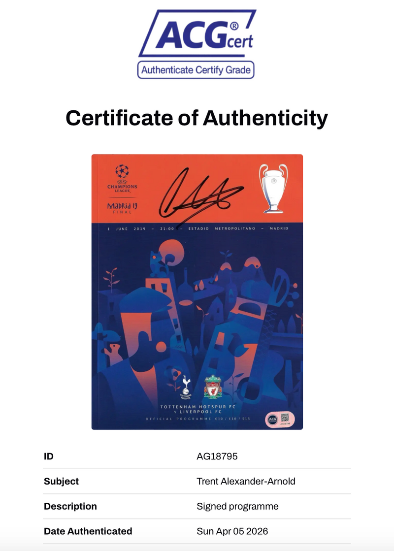 TRENT ALEXANDER-ARNOLD SIGNED 2019 LFC UCL FINAL PROGRAMME (ACG CERT AG18795)-2