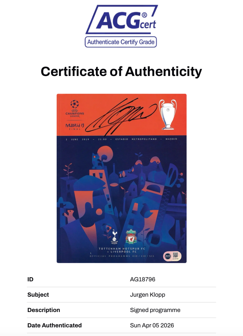 JURGEN KLOPP SIGNED 2019 LFC CHAMPIONS LEAGUE FINAL PROGRAMME (ACG CERT AG18796)-2