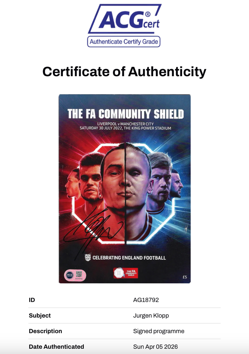 JURGEN KLOPP SIGNED COMMUNITY SHIELD 2022 PROGRAMME (ACG CERT AG18792)-2