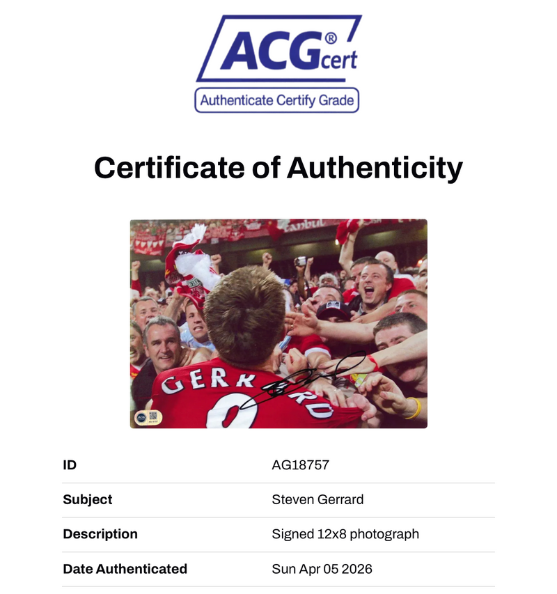 STEVEN GERRARD SIGNED LIVERPOOL ISTANBUL 2005 12x8 PHOTO (ACG CERT AG18757)-2