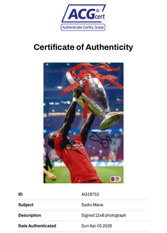 SADIO MANE SIGNED LIVERPOOL FC UCL FINAL WIN 12X8 PHOTO (ACG CERT AG18753)-2