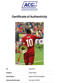 SADIO MANE SIGNED LIVERPOOL FC UCL FINAL WIN 12X8 PHOTO (ACG CERT AG18752)-2