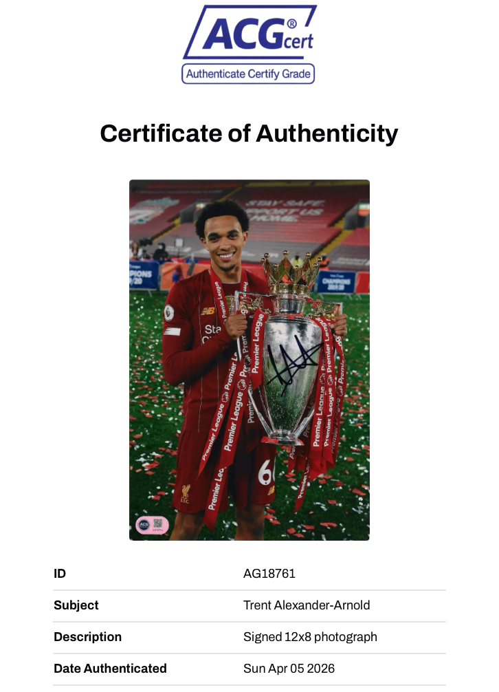 TRENT ALEXANDER-ARNOLD SIGNED PREMIER LEAGUE WIN 12x8 PHOTO (ACG CERT AG18761)-2