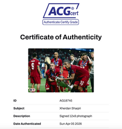 XHERDAN SHAQIRI SIGNED LIVERPOOL FC UCL WIN 12X8 PHOTO (ACG CERT AG18745)-2