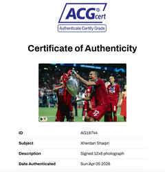 XHERDAN SHAQIRI SIGNED LIVERPOOL FC UCL WIN 12X8 PHOTO (ACG CERT AG18744)-2