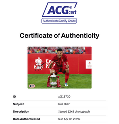 LUIS DIAZ SIGNED LIVERPOOL FA CUP WIN 12X8 PHOTO (ACG CERT AG18730)-2