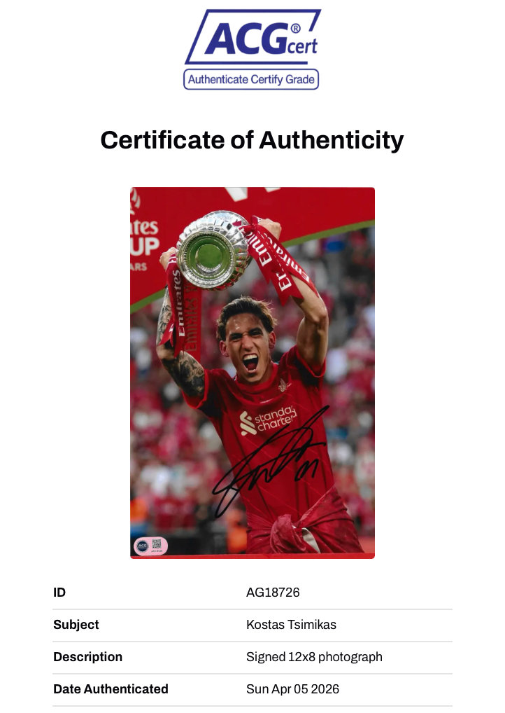 KOSTAS TSIMIKAS SIGNED LIVERPOOL FC FA CUP WINNER 12x8 PHOTO (ACG CERT AG18726)-2