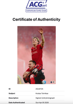 KOSTAS TSIMIKAS SIGNED LIVERPOOL FC FA CUP WINNER 12x8 PHOTO (ACG CERT AG18725)-2