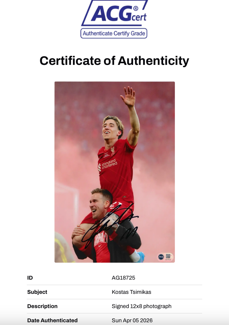 KOSTAS TSIMIKAS SIGNED LIVERPOOL FC FA CUP WINNER 12x8 PHOTO (ACG CERT AG18725)-2