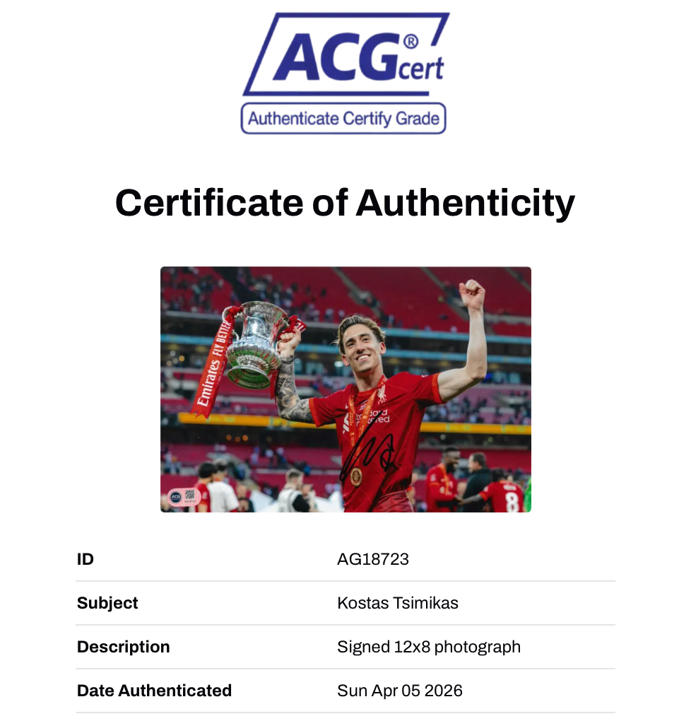 KOSTAS TSIMIKAS SIGNED LIVERPOOL FC FA CUP WINNER 12x8 PHOTO (ACG CERT AG18723)-2