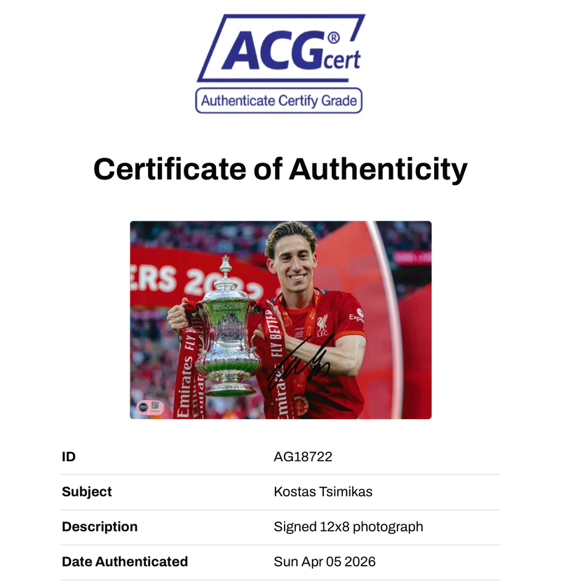 KOSTAS TSIMIKAS SIGNED LIVERPOOL FC FA CUP WINNER 12x8 PHOTO (ACG CERT AG18722)-2