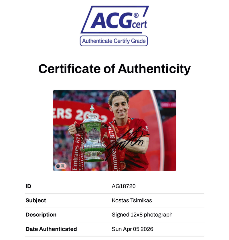 KOSTAS TSIMIKAS SIGNED LIVERPOOL FA CUP WINNER 12x8 PHOTO (ACG CERT AG18720)-2
