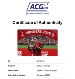 KOSTAS TSIMIKAS SIGNED LIVERPOOL FC FA CUP WINNER 12x8 PHOTO (ACG CERT AG18719)-2