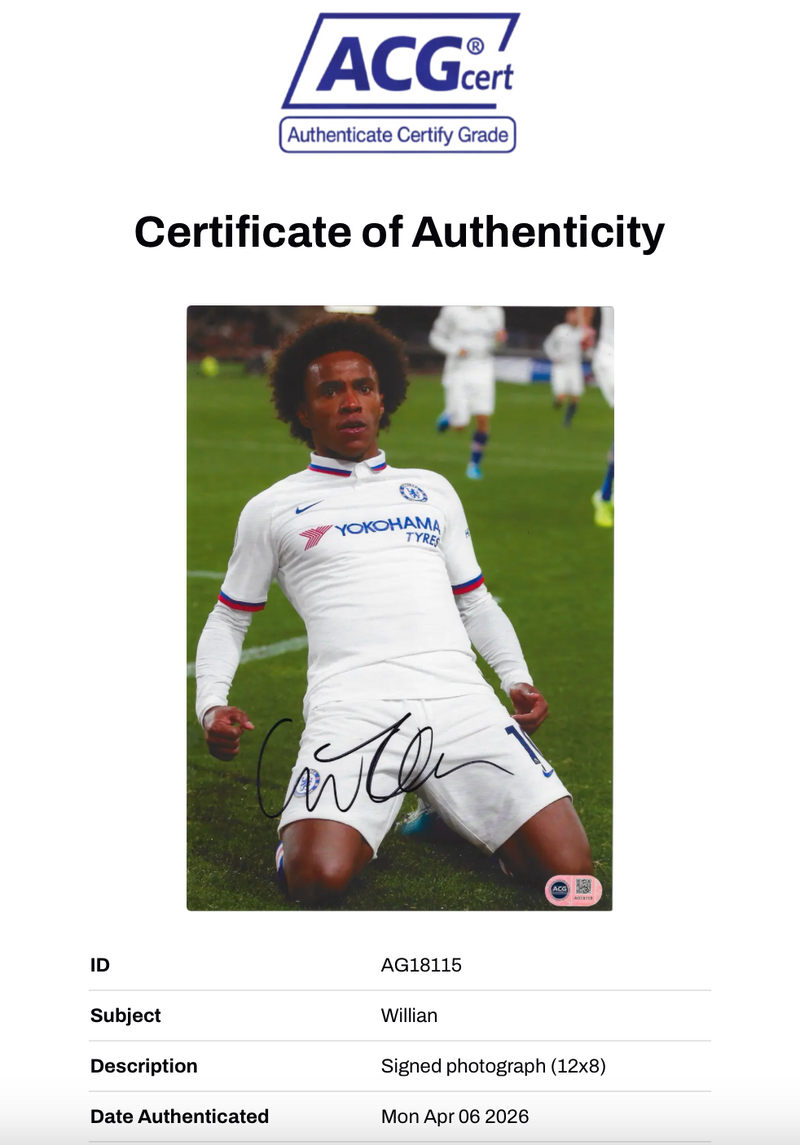 WILLIAN BORGES SIGNED CHELSEA FC 12x8 PHOTO (ACG CERT AG18115)-2