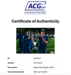 KAI HAVERTZ SIGNED 12X8 CHELSEA FC UCL 2021 WINNERS PHOTO (ACG CERT AG18117)-2